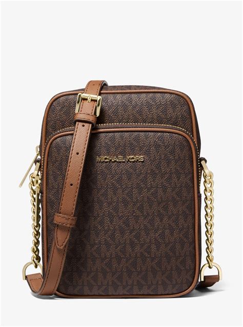 michael kors jet set small crossbody brown|michael kors woven handbags.